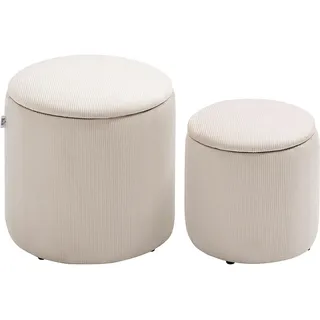 Homcom Sitzhocker Ottomane mit Stauraum Kunststoff 40 x 41 x 40 cm Cremeweiß