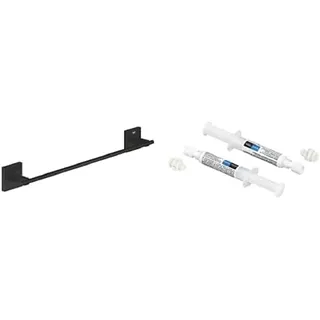 GROHE Start Cube - Badetuchhalter- Set (450mm, inkl. QuickGlue A2: Klebeset für Zwei Klebepunkte, verdeckte Befestigung), matt schwarz, 409872430