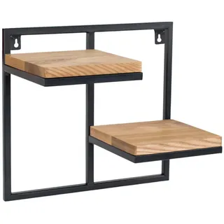 Wandregal , Schwarz , Holz, Metall , 38.5x20x35 cm , Handmade in Europe , hängend , Wohnzimmer, Regale, Wandregale