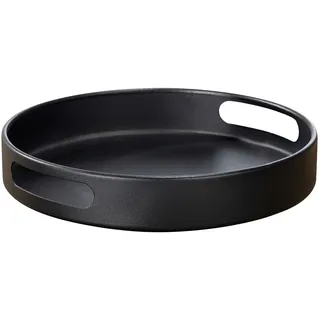 Wenko Tablett Mod. Susie, 360° drehbar und umrandet, mit Haltegriffen zum sicheren Tragen, aus pulverbeschichtetem Metall (B/TxH): Ø 26 x 6 cm, Schwarz