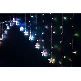 Vorhang 215 LED Mehrfarbig Star Sterne 3x1mt Außen Lichter Weihnachten