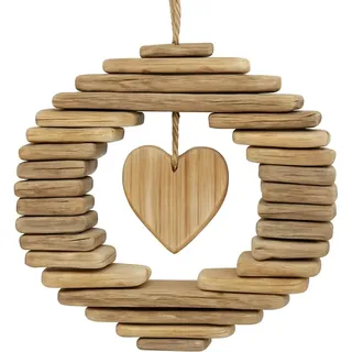 khevga Deko-Hänger Herz aus Treibholz im Landhaus-Stil, Holzdeko, Kranz für die Eingangstür, Fensterdeko rustikal, Hängedeko für Wohnzimmer & Flur