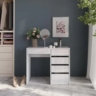 Vicco Schminktisch Sherry, 89.8 cm, Weiß/Weiß Hochglanz - Weiß