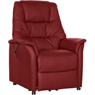 Welnova Fernsehsessel , Rot , Leder , Echtleder , Spaltleder , Uni , 88x114x88 cm , Relaxfunktion, Aufstehhilfe , Wohnzimmer, Sessel, Fernsehsessel