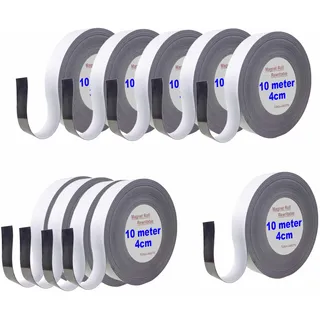 TUKA 100m x 40mm x 1mm Magnetband Wiederbeschreibbar, Kennzeichnungsband für Lagerkennzeichen, Whiteboard, Kühlschrank, Magnettafeln usw. Beschreibbar Abwichbar Zuschneidbar, 10x10m Weiß TKD9046