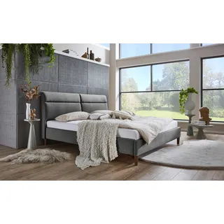 Atlantic Home Collection Polsterbett »Madita, 180x200cm, mit organischer Kopfteilform« luxuriös gepolstertes Kopfteil, Bezugstoff mit Melange-Effekt, grau