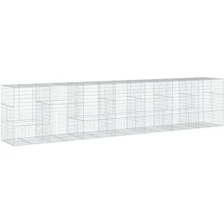 vidaXL Gabione mit Deckel 700x100x150 cm Verzinktes Eisen - Silber