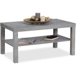 Relaxdays Couchtisch Betonoptik 90 x 45 x 55 cm