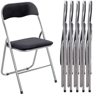 HAKU Klappstuhl gepolstert 6er Set Klappstühle bequem alufarben, schwarz, Metall, Samtgewebe Rücken- und Sitzpolsterung - Maße: B 45 x H 81 x T 45 cm, Style: Modern