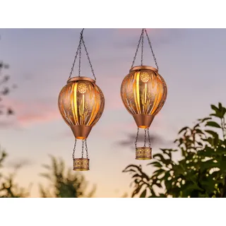 2er Sets Solarballon außergewöhnliche Gartenleuchten Solarleuchten Balkon H:46cm
