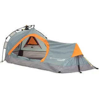 Lumaland Where Tomorrow Solo-Zelt Pop Up Wurfzelt 1-Personen-Zelt - Dreieck - 225x100x57 cm - Camping Festival - Ultraleicht, kleines Packmaß, wasserdicht, robust - Grau