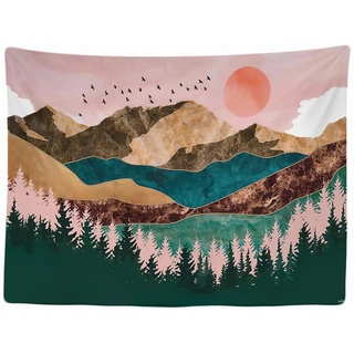 Ulticool - Wandteppich Dekoration Wohnung - Natur Sonne Berge Wald Bohemian Hippie - 200 x 150 cm groß - Wandtuch Tapestry Wandbehänge - Accessoires für Schlafzimmer Wohnzimmer Kinderzimmer