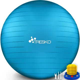 TRESKO® Gymnastikball BPA-Frei inkl. Luftpumpe | Ergonomischer Sitzball | Pilates Ball für Fitness, Yoga, Gymnastik, Schwangerschaft, Rückenschmerzen | Yogaball Pezziball Sitzball Anti-Burst 300 kg
