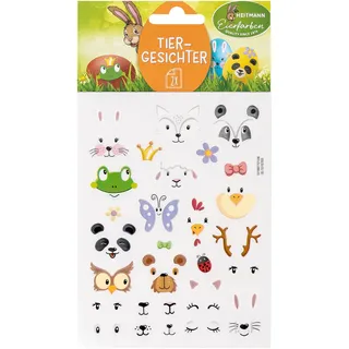 Heitmann Eierfarben Sticker Tiergesichter - 2 Bögen, 1016759, Bunt