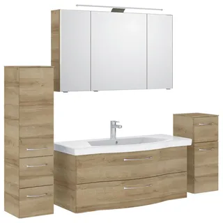 Pelipal Badezimmer , Eichefarben , Metall , 5-teilig , 9 Fächer , insgesamt: 5 Schublade(n),2 Schublade(n) Schubladen , 182 cm , Made in Germany , hängend, Typenvielfalt , Badezimmer, Badmöbelsets & Badmöbelserien, Badmöbel-Sets