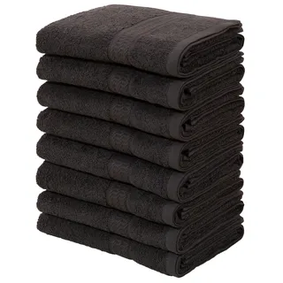 my home Handtücher »Juna, als Set und Serie erhältlich, 8 Handtücher, 50x100cm« 8-tlg. Handtuch-Set, 100% Baumwolle, mit Bordüre, Uni-Farben, weich, schwarz