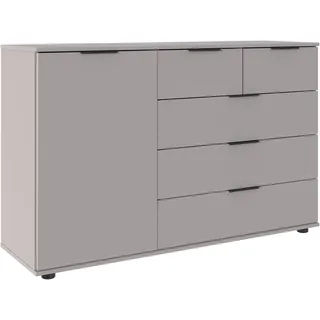 WIMEX Kombikommode WIMEX "Tilburg, Sideboard 130x43x83cm, Made in Germany", grau (saharagrau), B:130cm H:83cm T:41cm, Spanplatte, Sideboards, Kombikommode, mit schwarzen Metallgriffen, Stauraum hinter 1 Tür und in 5 Schubladen