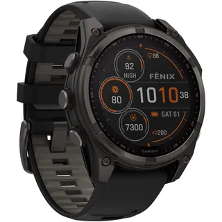 Garmin Fenix 8 BT 47 mm Titan DLC schwarz Silikonarmband schwarz 22 mm