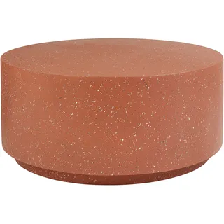 BELIANI Beistelltisch Hellrot Leichtbeton und Glasfaser Rund  90 cm Terrazzo Optik Modern Outdoor & Indoor Couchtisch Wohnzimmer Ausstattung Möbel - Rot