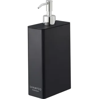YAMAZAKI Shampoo Dispenser Spender für die Dusche, Moderne Flaschenpumpe, ABS-Kunststoff, Harz, Edelstahl, Polyethylen, Schwarz, One Size
