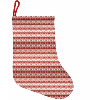 ABAKUHAUS Weihnachten Hängende Nikolausstiefel Weihnachtssocken, skandinavisch, Weihnachtsstrumpf zum Aufhängen, 25x35cm, rot-Weiss - Rot