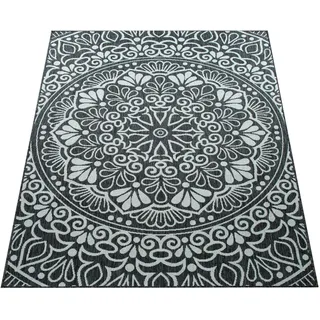 Paco Home Teppich Balkon Terrasse Vintage Orientalisches Muster, Ornamente Grösse 60x100 cm - Schwarz