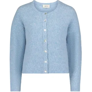 Cardigan CARTOON "Strick-Cardigan mit Rundhalsausschnitt", Damen, Gr. 38, blau (light blau melange), Obermaterial: 69% Polyester PES. 16% Polyacryl PAN. 14% Polyamid PA. 1% Elasthan EL., Strickjacken Cardigan