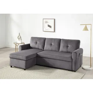 Atlantic Home Collection Schlafsofa »Gustavo L-Form, B: 199 cm« mit Bettfunktion, Bettkasten & seitlichen Taschen