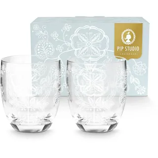 Pip Studio Flower White Trinkglas 280ml Set2