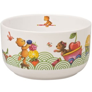 Villeroy & Boch – Hungry As A Bear Müslischale, 440 ml, Kinderbowl, Spülmaschinenfest, Geschirr für Kinder, Schüssel aus Premium Porzellan, Weiß/Bunt