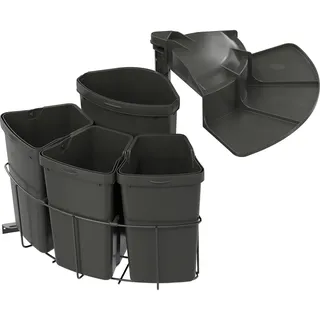 Vauth-Sagel VS ENVI Center Einbaumülleimer, Abfallsammler ausschwenkbar, 4-fach 1x 12 Liter, 3x 9 Liter Behälter für Korpusbreite 500mm