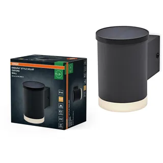 Osram ENDURA STYLE SOLAR OXFORD Außenleuchte, 0,5W, 50lm, Wandleuchte, dunkelgrau, indirekte Beleuchtung, wiederaufladbarer Akku, IP44 Schutzklasse, 3.000K Farbtemperatur, warmweiße Lichtfarbe