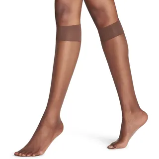 FALKE Damen Kniestrümpfe Shelina 12 DEN W Kh ultra-transparent einfarbig 1 Paar, Braun Espresso 5188, 39-42