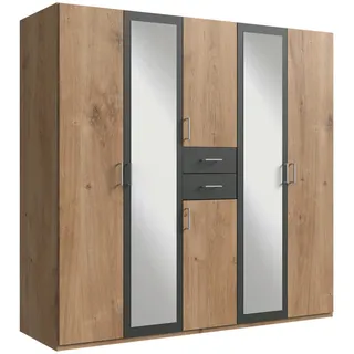 WIMEX Kleiderschrank Anthrazit, Plankeneiche - 225x208x58 cm