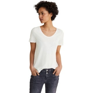 STREET ONE Damen A321104 Basic Kurzarmshirt, Off White, 36 EU