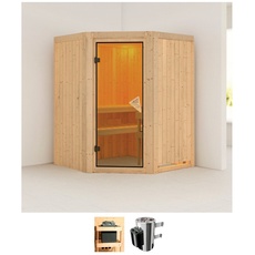 Bild Sauna »Nanna«, (Set), 3,6-kW-Plug & Play Ofen mit integrierter Steuerung beige