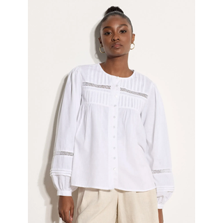Spitzenbluse APRICOT "Boho-Bluse", Damen, Gr. XXL (44), beige (creme), gewebt, Obermaterial: 85% Baumwolle CO. 15% Leinen LI., uni, Blusen Spitzenbluse, Häkelverzierungen
