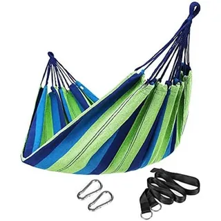 SONGMICS Hängematte Mehrpersonen 210 x 150 cm, TÜV Rheinland, Belastbarkeit bis 300 kg, für Outdoor Camping Wandern Garten, Grün-Blaue Streifen GDC15L