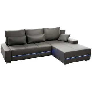 Juskys Sofa Davos mit Ottomane rechts hellgrau inkl Led , Hellgrau , Textil , 260x180 cm , Wohnzimmer, Sofas & Couches, Wohnlandschaften, Ecksofas