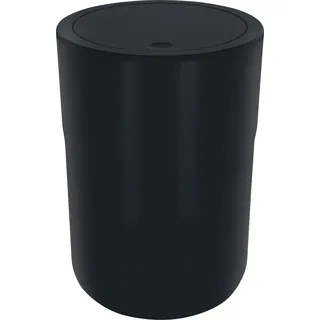 Spirella Design Kosmetikeimer "Cocco" mit Extra Ring für Müllbeutel Treteimer Schwingdeckeleimer Abfallbehälter mit Schwingdeckel 5 Liter (ØxH): 19 x 26 cm Schwarz - Schwarz