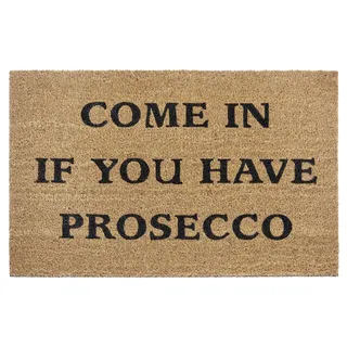 HANSE HOME Kokos Fußmatte für Innen - Schmutzfangmatte Natur, Kokosmatte Outdoor Prosecco Spruch, Fußabtreter Wetterfest und rutschfest für Flur, Terrasse, Eingangsbereich - 45x75cm