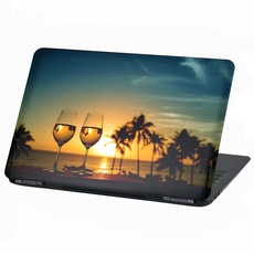 Laptop Folie Cover Strand Urlaub Paradies Klebefolie Notebook Aufkleber Schutzhülle selbstklebend Vinyl Skin Sticker (15 Zoll, LP85 Wein)