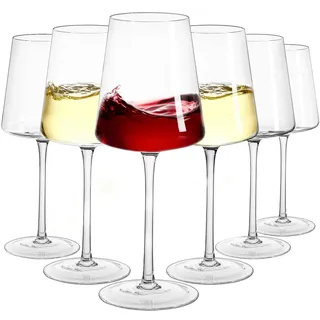 Imourari Weingläser 6er Set 400 ml - mundgeblasen bleifreies kristall Rotweingläser mit Stiel - Weinglas für Weisswein & Rotwein als Geschenk