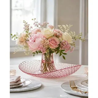 Granata Perica Tafelaufsatz Rosa Grapefruit – Multifunktionale Obstschale aus transparentem Polycarbonat, Dekoschale, Serviettenhalter und Kerzenhalte