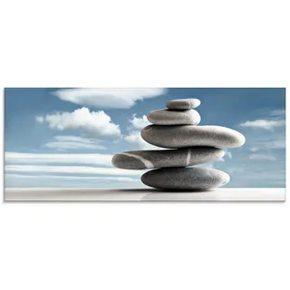 ARTland Wanddeko Glasbilder Wandbild Glas Bild einteilig 125x50 cm Querformat Natur Asien Zen Steine Entspannung Himmel Wolken T5PS