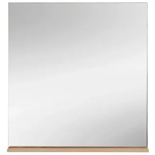 Modante Wandspiegel , Klar, Eichefarben , Glas, Holzwerkstoff , rechteckig , 80x80x10 cm , waagrecht montierbar, Ablage , Garderobe, Garderobenspiegel