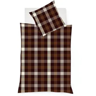 FLEURESSE Lech 3742 kariert Flanell Braun 200 x 200 cm + 2 x 80 x 80 cm