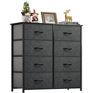 YITAHOME Sideboard 8 Schubladen Schwarz