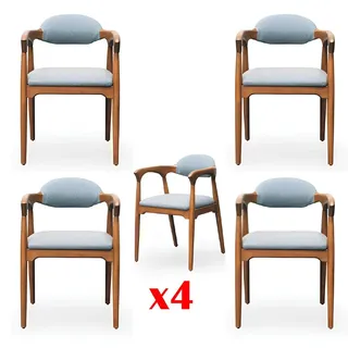 Esszimmer Garnitur 4x Stuhl Set Stühle Lehn Garnitur Essgruppe Möbel Gruppe - Braun