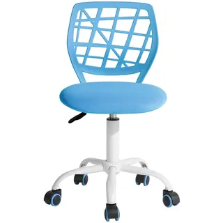FurnitureR Moderner Computersitz, verstellbar, Drehstuhl, ohne Armlehne, Arbeitszimmer für Kinder, Büro, Zuhause, Blau, Metall, Blau, 38,5 cm x 40 cm x 75 – 87 cm